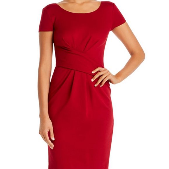 🔴 Emporio Armani Dark Red Bodycon DressWrap DetailSz 42 / US 12 Stretchy